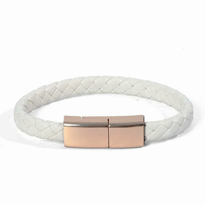 White Leather Charger Bracelet