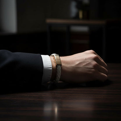 White Leather Charger Bracelet