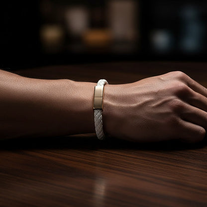 White Leather Charger Bracelet