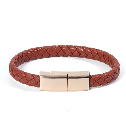 Brown Leather Charger Bracelet