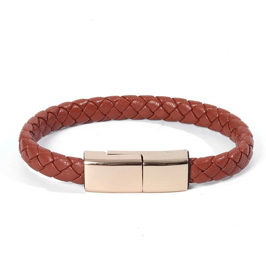 Brown Leather Charger Bracelet
